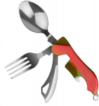 4-in-1 Roostevabast terasest matkan&otilde;ude komplekt: kahvel, lusikas, nuga, pudeliavaja matkamiseks, reisimiseks, elluj&auml;&auml;miseks