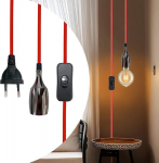 Jzcdr e27 metallist lambipesa l&uuml;liti ja eu pistikuga, rippvalgusti toitekaabli ja lambijalaga, tekstiilkaabel pistikupesaga, kaabelrippvalgusti, ideaalne lambi riputus rippvalgustitele (a-5m)