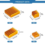 Voogenzek 20 t&uuml;kki jahutusribide alumiiniumkomplekt Raspberry Pi 4 jaoks, Raspberry Pi alumiiniumist jahutusradiaator koos soojust juhtiva teibiga, Raspberry Pi jahutamiseks, kuldne