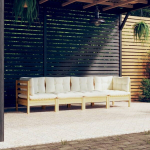 vidaXL 4-osaline aiam&ouml;&ouml;bli komplekt kreemjate patjadega, m&auml;nnipuit