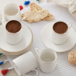 Karaca Elda t&uuml;rgi kohvitasside komplekt 6 inimesele, 6 x espresso tassid ja 6 x alustassid, mokakohvi tassid, portselanist espresso tasside komplekt, kohvitassid alustassidega
