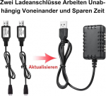 Tosiicop 7.4 V Lipo akulaadija - rc auto tasakaalustuslaadija usb kiirlaadimiskaabliga 2-in-1 xh-3p pistik 1a 2s akule rc auto droonile paadile lennukile monster truck quadcopter airsoft scx24