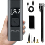 Mk Aero&trade; mobiilne elektriline &otilde;hupump 12 V 6000 Mah mini rehvipump laetav 10.3 bar/150 Psi kompressor manomeetriga autole, mootorrattale, jalgrattale ja pallidele, akupank, 4 ventiili