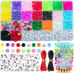 Liangding 940 t&uuml;kki helmeid niidistamiseks, 7 x 4 mm pony helmed suure auguga koos 18 v&auml;rvi niidistushelmeste komplektiga, k&auml;ev&otilde;rude ise valmistamine lastele 200 t&auml;hega, ehete valmistamise komplekt