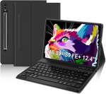 Iveoppe samsung tab s9+ klaviatuuriga &uuml;mbris, magnetiline eemaldatav galaxy tablet s9 plus 12.4 tolli 2023, qwerty paigutus, must