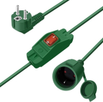 Hualisiji Schuko pikendusjuhe l&uuml;litiga 16 A 250 V kaitsekontaktiga pikendusjuhe l&uuml;litiga 3 x 1.0 mm&sup2; pikendusjuhe Ip44, kasutamiseks v&auml;litingimustes v&otilde;i siseruumides (roheline, 1 m)