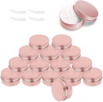 Yue Qin 15 tk 10 ml alumiiniumist t&uuml;hjade konteinerite komplekt, &uuml;mmargused reisikreemi purgid, n&auml;idiskonteinerid, kosmeetikakonteinerid kaanega, reisipurgikomplekt losjooni, kreemi, minik&uuml;&uuml;nalde, kosmeetika jaoks, roosa kuld