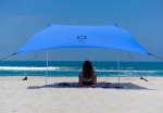 Neso Tents rannatelk liivaankruga, kaasaskantav varikatus p&auml;ikesekaitseks, 210 x 210 cm - patenteeritud tugevdatud nurgad - periwinkle sinine