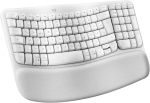 Logitech Wave Keys juhtmevaba ergonoomiline klaviatuur, polsterdatud randmetugi, mugav loomulik kirjutamine, lihtne l&uuml;litus, bluetooth, logi bolt, multi-os, windows/mac, saksa Qwertz paigutus, valge