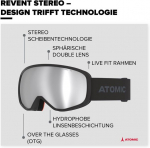 Atomic Revent Stereo Suusaprillid - Peegeldusvastase kaitsega suusaprillid - Kvaliteetsed peegelklaasidega lumelauaprillid - Live Fit raamiga prillid - Topeltklaasidega suusaprillid