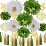 Syoulin - aiapeo dekoratsioon, suvine Hawaii peo dekoratsioon, beebipeo dekoratsioon, s&uuml;nnip&auml;ev, 16 t&uuml;kki, pompoonide dekoratsioon, siidpaberist lilled