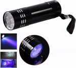 Uv taskulambid, alumiiniumist h&auml;daolukorra taskulamp 9 led ultraviolett k&auml;sidetektor musta valguse h&auml;daolukorra taskulamp jahipidamiseks ja telkimiseks