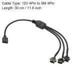 Sourcing map Argb jaotur, 12 V, 4 kontaktiga Sm 4 kontaktiga pesadesse, pikenduskaabel, adapteri &uuml;hendus, vastutab arvuti ventilaatori j&otilde;udluse eest, arvutikorpus, emaplaat, 1 kuni 3 stiil