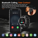 Ohugna s&otilde;jav&auml;e nutikell led-taskulambiga, bluetooth-k&otilde;ned, 1,43-tolline hd v&auml;listingimustes kasutatav taktikaline vastupidav nutikell, spordi- ja treeninguj&auml;lgija kell tervise- ja unemonitoriga