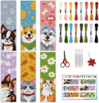 Infunly 6 x ristpistes j&auml;rjehoidjate komplekt koerte ja kassidega algajatele 22 x 8 cm loomade tr&uuml;kiga j&auml;rjehoidjate komplekt lemmikloomade n&otilde;elapunkti j&auml;rjehoidjate komplekt koos raamatus&otilde;prade juhistega