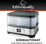 Kitchenquality deh&uuml;draator, elektriline puuvilja-, liha- ja &uuml;rdikuivati, 5 riiulit, taimer ja &uuml;lekuumenemiskaitse, tervislikud suupisted ilma lisanditeta, 260 W v&otilde;imsus