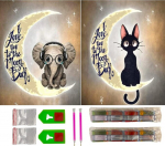 Susggo 2 pakendi teemantmaali komplekt, 2 teemantmaali 30x40cm, t&auml;ielik teemantmaali komplekt tarvikutega, 5d ristpistes tikkimisk&auml;sit&ouml;&ouml; kodukaunistuseks (kuu elevant)