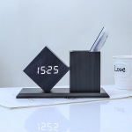 Lancoon multifunktsionaalne led lauakell lcd temperatuuri kalendriga, 3 heleduse taseme reguleerimine, heli aktiveeritud pliiatsi hoidja, lauaorganisaator kodukontorisse