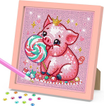 Domrom teemantmaal lastele raamiga, teemantmaali komplekt, t&auml;ielik mosaiigi valmistamine t&uuml;drukutele, poistele, t&auml;iskasvanutele, armas p&otilde;rsakujuline teemantmaal, teemantmaali pildid, kunst ja k&auml;sit&ouml;&ouml; kodukaunistuseks