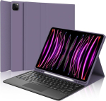 Ipad pro 12.9 klaviatuur puuteplaadiga, klaviatuurikohver ipad pro 6/5/4/3 p&otilde;lvkonnale, itaalia bluetooth klaviatuur ipad pro 12.9 tolli 2022/2021/2020/2018, lilla