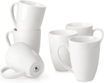 Malacasa reg kohvikruuside komplekt 6 tk, portselan, 560 ml kruuside komplekt, suured moodsad kohvitassid k&auml;epidemega tee, mahla, latte, cappuccino, kakao jaoks. n&otilde;udepesumasinas ja mikrolaineahjus ohutu, reg seeria valge