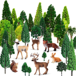 36 mudelhoone puu komplekt, mudelpuude miniatuurid, ho skaala p&otilde;&otilde;sad loomakujudega, maastiku mudelpuud, segav&auml;rviline mudelpuu, rongipuud, isetegemiseks, miniatuursed maastikud, koogikaunistused