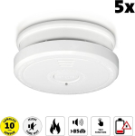 Alecto Sa20 suitsuanduri komplekt, viivitusnupu, testi- ja l&auml;htestusnupuga, alarmiheli >85 Db, 10-aastane anduri t&ouml;&ouml;iga, vastab standardile En14604:2005/ac:2008 - 5 x Sa20, valge
