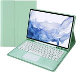 Samsung Tab S8 Plus Sm-x800/x806 / S7 Fe Sm-t730/t736b/s7 Plus 12.4 klaviatuur, magnetiline &uuml;mbris klaviatuurid Galaxy Tab S8+ / S7+ eemaldatav kaitse&uuml;mbris, Qwerty klaviatuur (roheline)