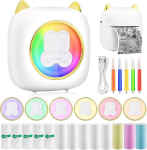 Gukkk mini printer, mobiilne fotoprinter, kaasaskantav mini fotoprinter, juhtmevaba fotoprinter, termoprinter, 13 rulli printeripaberi ja 5 v&auml;rvipliiatsiga, nutitelefoni bluetooth printer