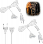 Joycabin 2 tk 5 m pikendusjuhe l&uuml;litiga, lame toitekaabli pikendus, &otilde;huke 220 V toitekaabel, euro pistiku pikendus led-valgustile ja v&auml;litingimustes kasutamiseks, l&auml;bipaistev