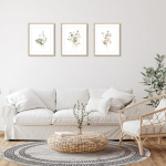 Dazzlewall maal&auml;hedased lilledega seinapildid, minimalistlikud akvarell-botaanilised l&otilde;uendipildid magamistuppa, elutoa kaunistuseks, ilma raamita, 20 x 25 cm, 3 tk komplekt