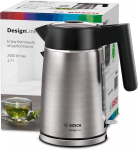 Bosch Designline Twk5p480 Juhtmeta veekeetja, pritsmekindel, tassin&auml;idik, eriti suur veetaseme n&auml;idik, &uuml;lekuumenemiskaitse, 1,7 l, 2400 W, roostevaba teras