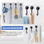 Karells mustad magnetilised konksud, magnetilised konksud, 4 magnetilise konksu pakki, p&ouml;&ouml;ratavad 180&deg; p&ouml;&ouml;ratavad neod&uuml;&uuml;mmagnetkonksud, riputamiseks, k&ouml;&ouml;ki, matkaautosse (mustad)