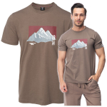 Meeste T-s&auml;rk RAWAL, Hi-Tec, m&auml;gede motiiviga tr&uuml;kiga, pruun