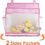 Adorila 2 tk v&otilde;rgust vannim&auml;nguasjade organiseerija, laste vannitoa m&auml;nguasjade hoiukorv konksudega, alumine t&otilde;mblukk, m&auml;nguasjakott vannile (roosa)