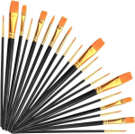 20-osaline pintslikomplekt, kunstniku pintslikomplektid puidust k&auml;epidemetega, nailonist akr&uuml;&uuml;lv&auml;rvi pintsel, &otilde;liv&auml;rvi pintslikomplekt kaunistuste, mudelite, kujukeste, k&uuml;&uuml;nekunsti jaoks (must)