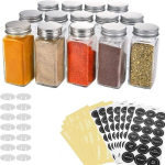 Spicic&reg; Ruudukujulised v&uuml;rtsipurgid, valmistatud kvaliteetsest klaasist - (12 tk komplekt) - koos raputussisestuse ja v&uuml;rtsisiltidega - ruumi igasuguste v&uuml;rtside jaoks - kord k&ouml;&ouml;ki