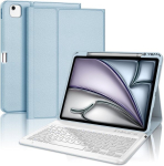 Sengbirch klaviatuurikohver ipad air 13 tolli (m3 2025/m2 2024) jaoks - qwertz saksa klaviatuur eemaldatav bluetooth juhtmevaba klaviatuur ipad air 13 tolli (m2) 2024 jaoks, helesinine