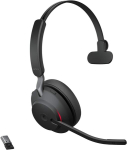 Jabra Evolve2 65 juhtmevabad arvutipeakomplekt, m&uuml;rasummutus, microsoft teams sertifitseeritud mono k&otilde;rvaklapid pikaajalise akuga, usb-a bluetooth adapter, must