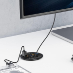 Orico usb laua hub 3.0 5-in-1 usb hub laua kaablijuhtme 2 usb a 3.0 pordiga, peakomplekti adapter 3.5 mm, 1 usb-c port, 1.5 m pikenduskaabel 60 mm l&auml;bim&otilde;&otilde;duga augule (must)