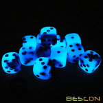 Bescon D6 helendav t&auml;ring 16mm (12 tk.) Blue Dawn
