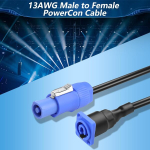 Cerrxian 2m powercon toite pikendusjuhe, 13awg 3 kontaktiga isane-emane led-ekraani valgusvihu liikuva pea valguse pikendus k&otilde;lari kaabel