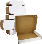 Horlimer, 25 v&auml;ikese saatmiskarbi pakend, 330 x 254 x 51 mm pakendikarbid kaanega kaupade saatmiseks, kinkekarp, kokkupandav karp, postkast (valge)