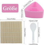 Jrshirleyltd 2 kolmnurkse onigiri vormi komplekt, riisi onigiri 1 riisilusikaga, roosad sushi t&ouml;&ouml;riistad, plastikust sushi vormi onigiri valmistaja isetegemiseks, ideaalne sushi valmistamise komplekt