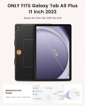 Infiland galaxy tab a9 plus &uuml;mbris klaviatuuri, randmerihma ja kokkupandava alusega, eemaldatav magnetiline klaviatuur samsung tablet a9 plus &uuml;mbrisele, tume