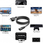 Hky euro toitekaabel 2 m c7 kaabel toitekaabel euro 8 topeltpesa v&auml;ikese seadme kaabel ps3 ps4 ps5 tv teleritele pc monitoridele printeritele hp samsung lg tcl philips sony panasonic tv blu-ray raadio