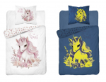 Voodipesukomplekt Pimedas helendav 160x200 &Uuml;kssarvik lilledes Unicorn