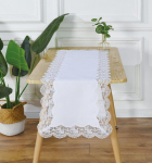 Laudlina jooksja 50x100 valge Rosse pitsroosidega