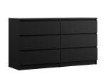 Magamistoa m&ouml;&ouml;bel, 3XE LIVING, kummut 6 sahtliga: mattmust, 138 x 39 x 79 cm, 1 tk.