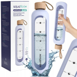 AquaFloow klaasist veepudel 1l lekkekindel koos astmelise motivaatoriga